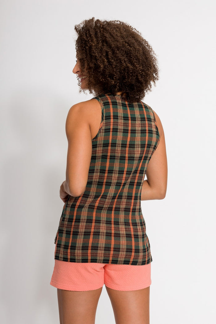 Meghan | Women's Stain Resistant Long Gauze Tank Top