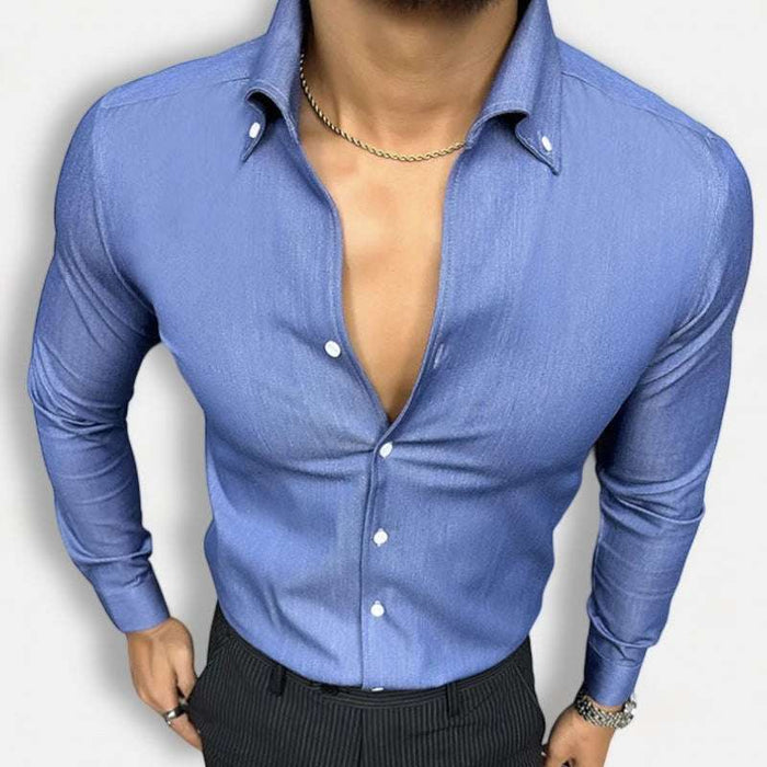 Office outfit suit long sleeve shirt - AntoniosClothing - Blue