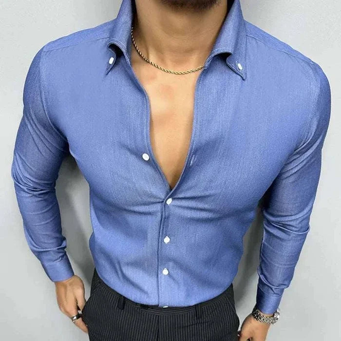 Office outfit suit long sleeve shirt - AntoniosClothing - Blue