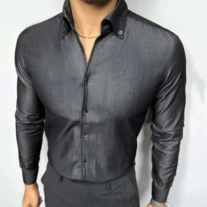 Office outfit suit long sleeve shirt - AntoniosClothing - Black
