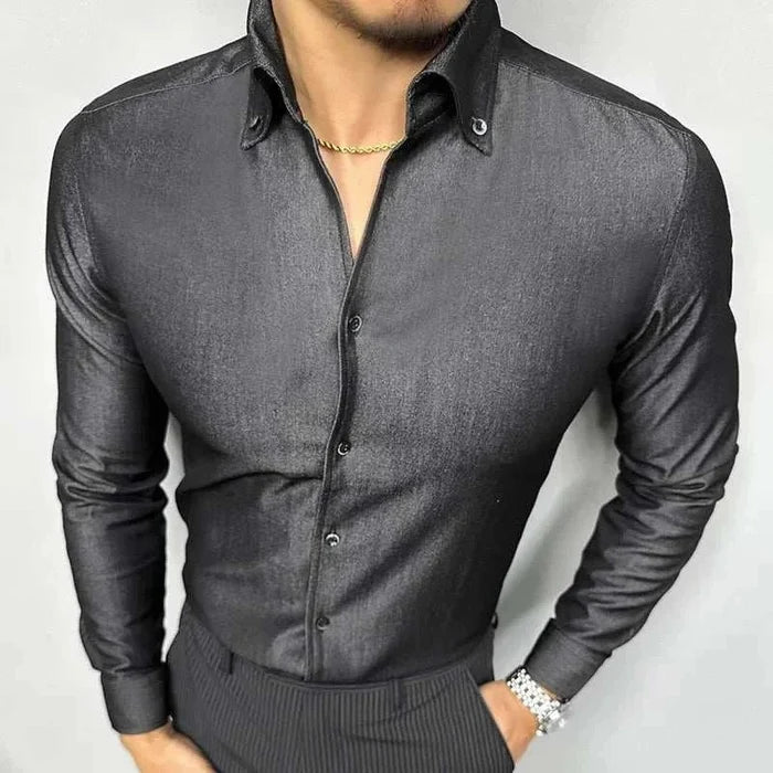 Office outfit suit long sleeve shirt - AntoniosClothing - Black