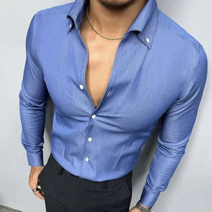 Office outfit suit long sleeve shirt - AntoniosClothing - Black
