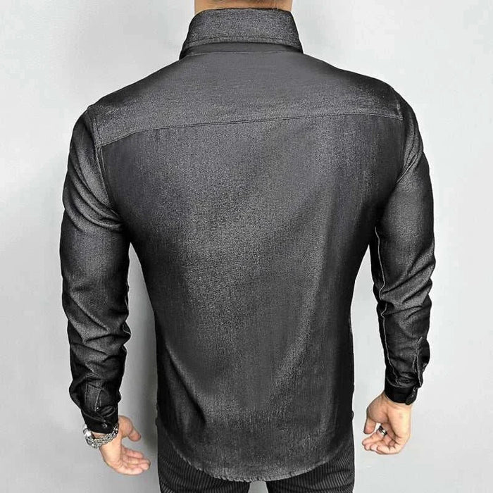 Office outfit suit long sleeve shirt - AntoniosClothing - Black