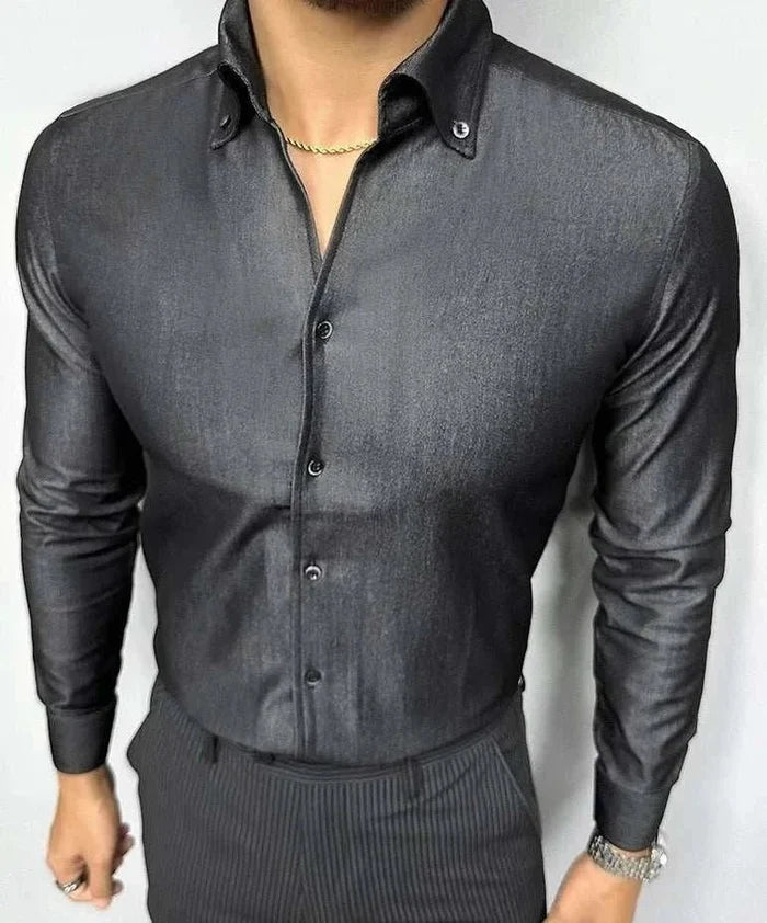 Office outfit suit long sleeve shirt - AntoniosClothing - Black