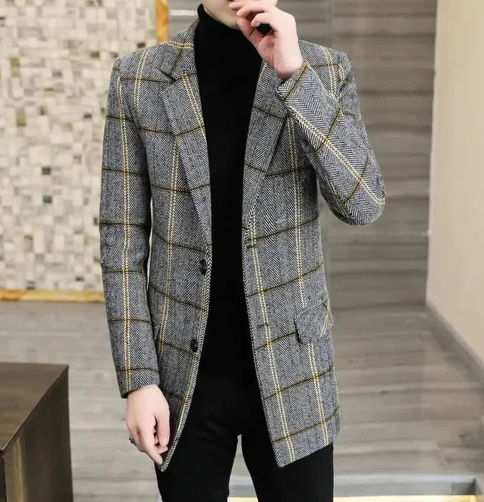 Antonios British Style Coat Men - AntoniosClothing - Gray yellow
