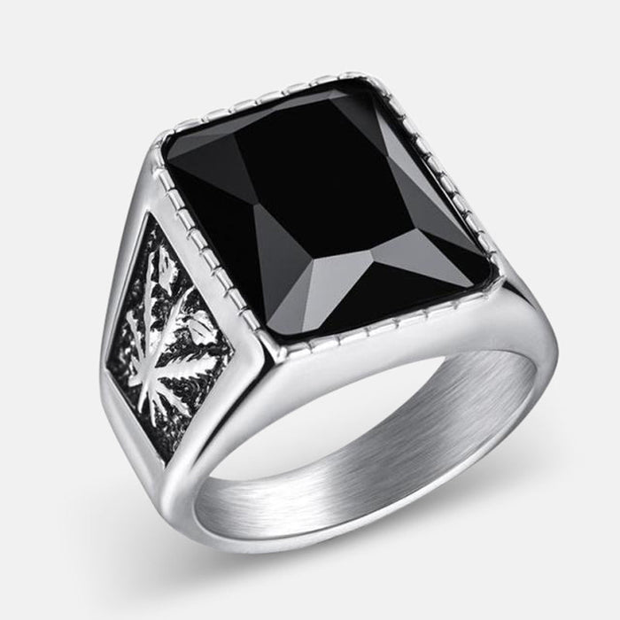 Antonios Rubin Stainless Steel Ring - AntoniosClothing - Silver Black
