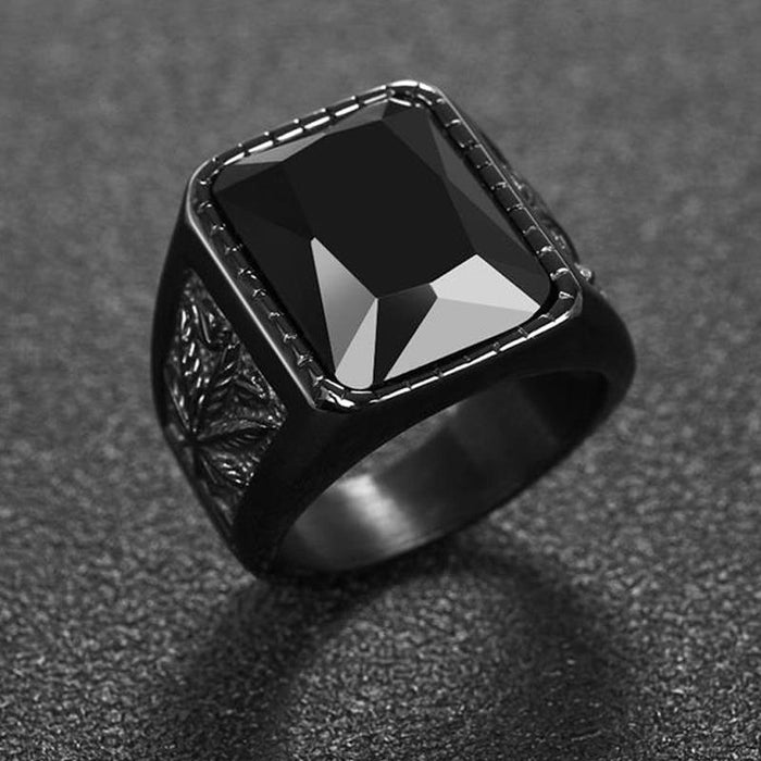 Antonios Rubin Stainless Steel Ring - AntoniosClothing - Red