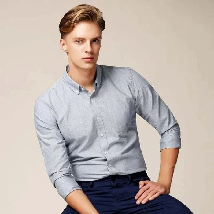Business casual slim fit shirt - AntoniosClothing - Sky blue