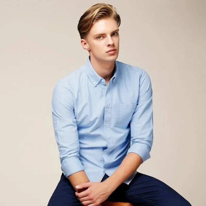 Business casual slim fit shirt - AntoniosClothing - Sky blue