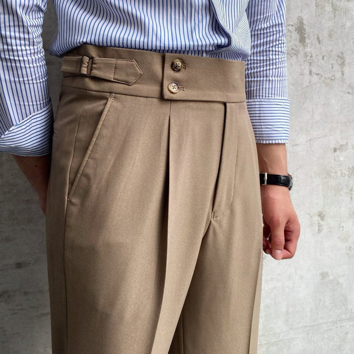 High Waist Trousers - AntoniosClothing - Khaki