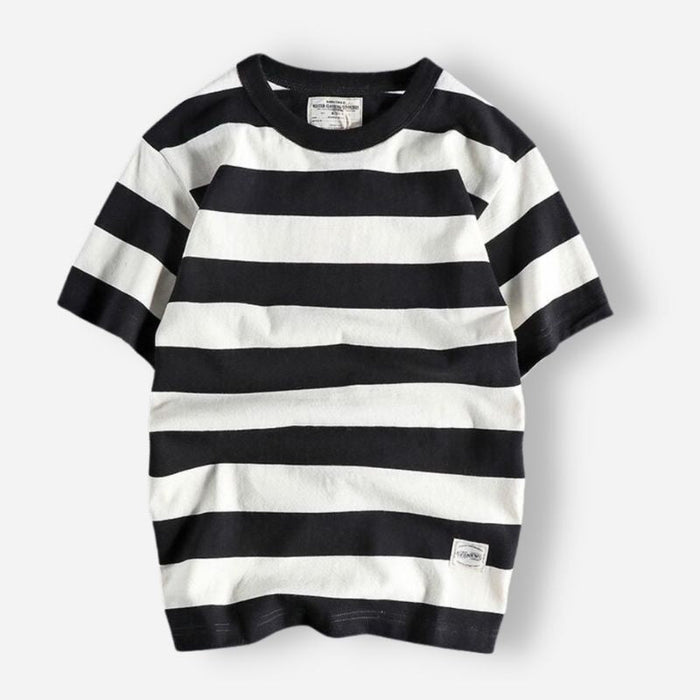 Summer Striped T-Shirt - AntoniosClothing - Black