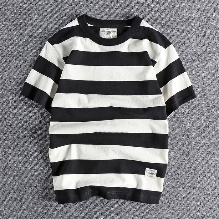 Summer Striped T-Shirt - AntoniosClothing - Black
