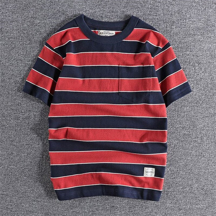 Summer Striped T-Shirt - AntoniosClothing - Red