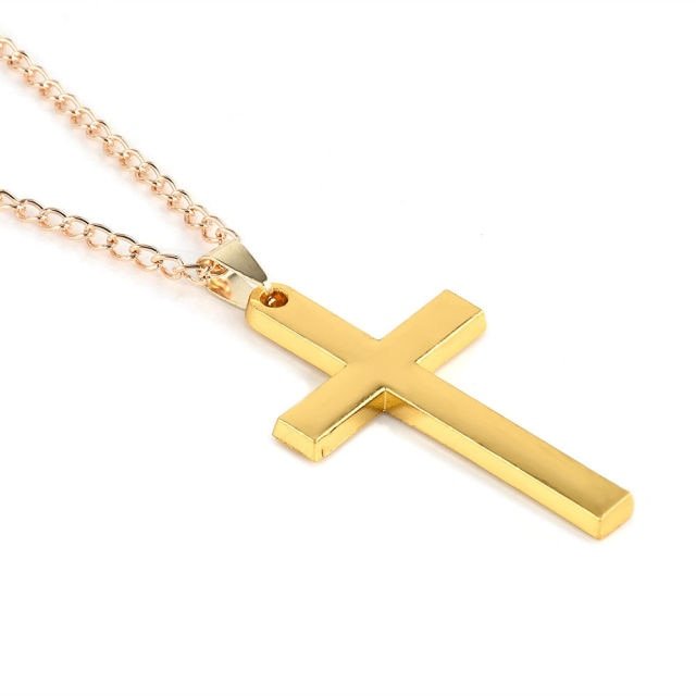Antonios Cross Stainless Steel Necklace Men - AntoniosClothing - Gold