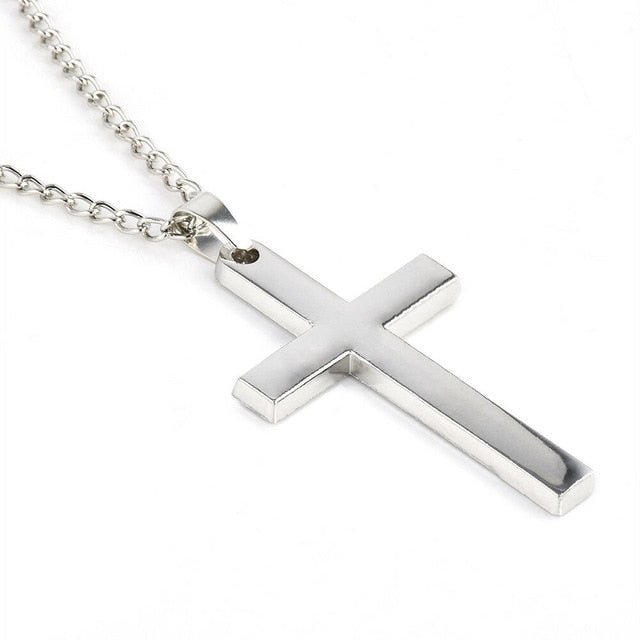 Antonios Cross Stainless Steel Necklace Men - AntoniosClothing - Silver