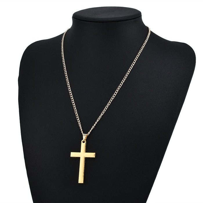 Antonios Cross Stainless Steel Necklace Men - AntoniosClothing - Black