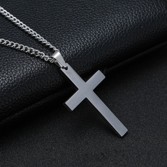 Antonios Cross Stainless Steel Necklace Men - AntoniosClothing - Black