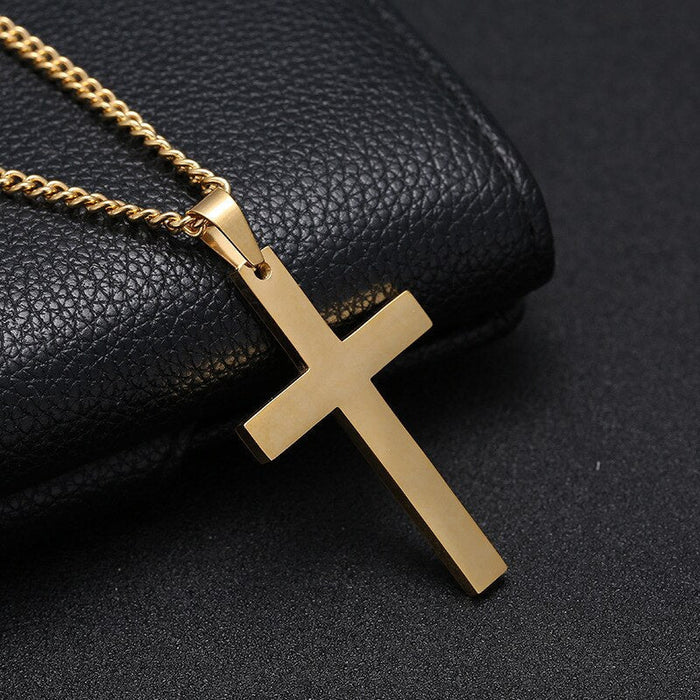 Antonios Cross Stainless Steel Necklace Men - AntoniosClothing - Black
