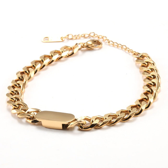 Antonios Cuban Stainless Steel Bracelet Men - AntoniosClothing - Gold