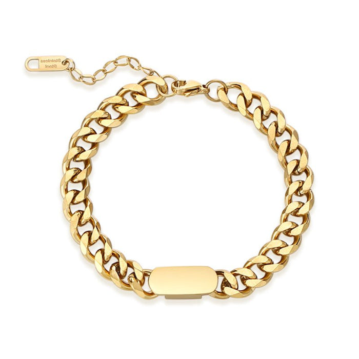 Antonios Cuban Stainless Steel Bracelet Men - AntoniosClothing - Gold