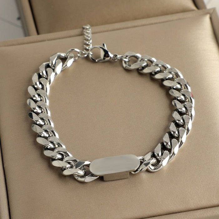 Antonios Cuban Stainless Steel Bracelet Men - AntoniosClothing - Steel