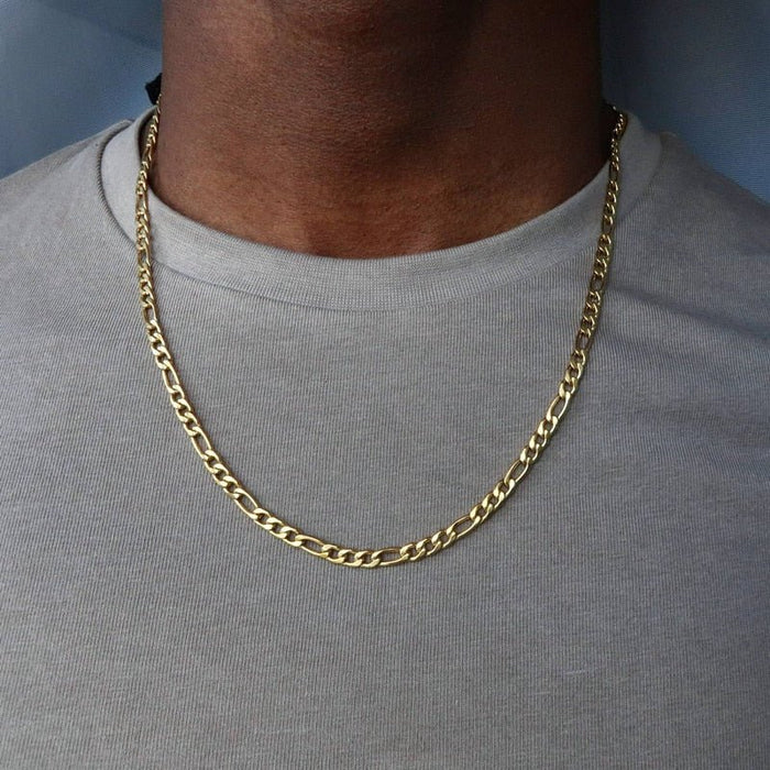 Antonios Cuban Stainless Steel Necklace Men - AntoniosClothing - Gold