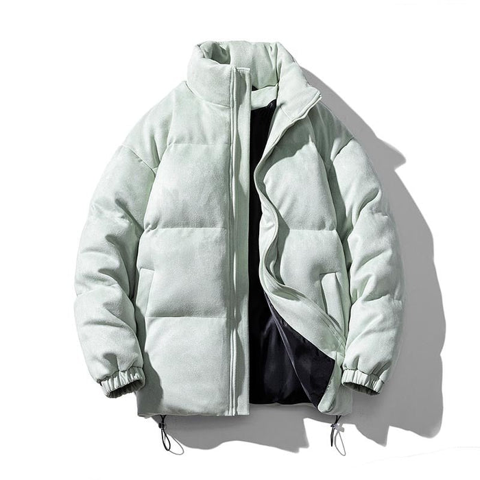 Antonios Faux Suede Puffer Jacket Men - AntoniosClothing - Fruit Green