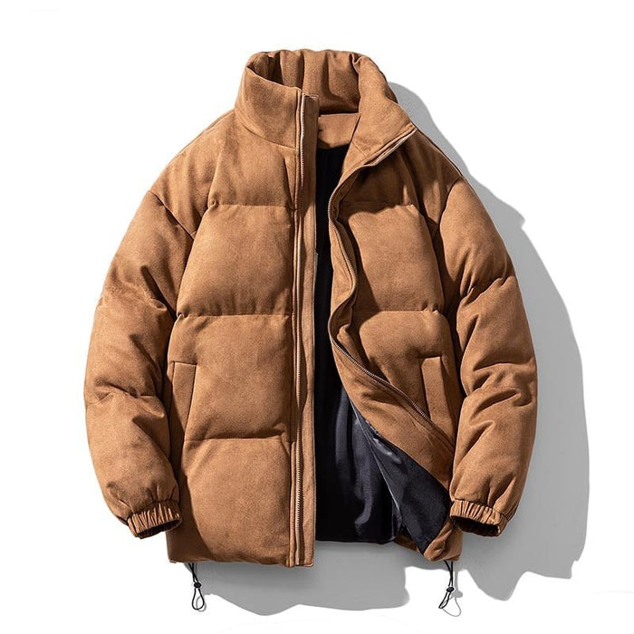 Antonios Faux Suede Puffer Jacket Men - AntoniosClothing - Brown