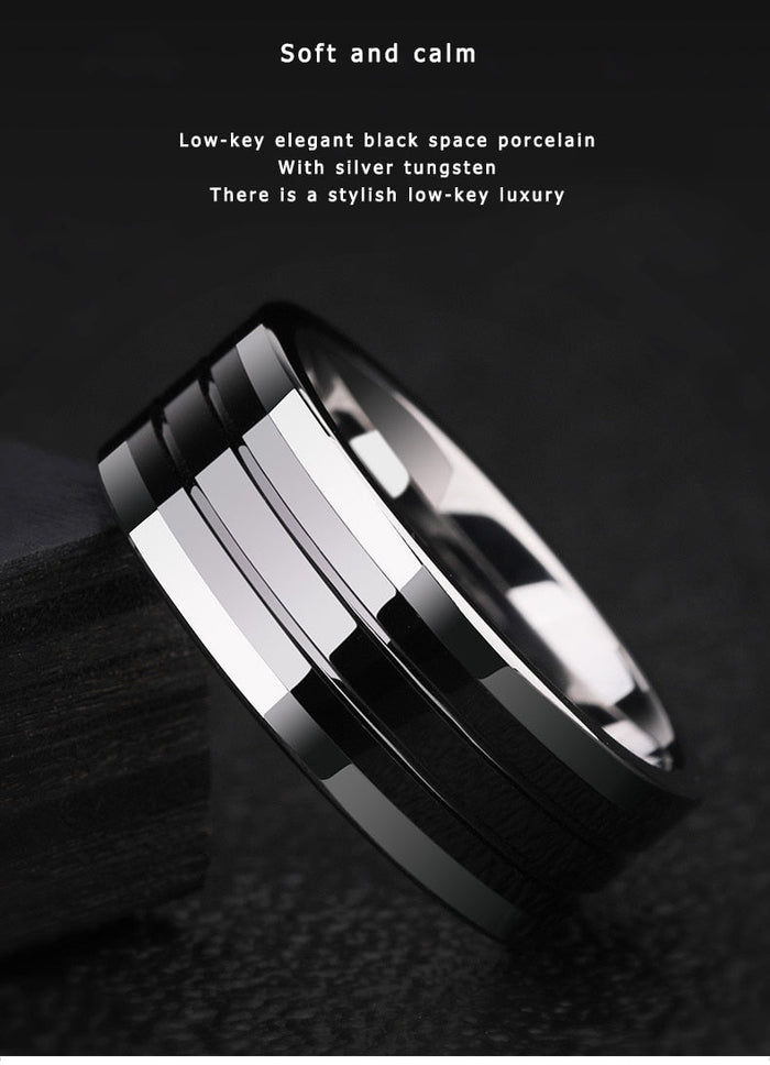 Antonios Ceramic Hi-Tech Ring Men - AntoniosClothing - Silver