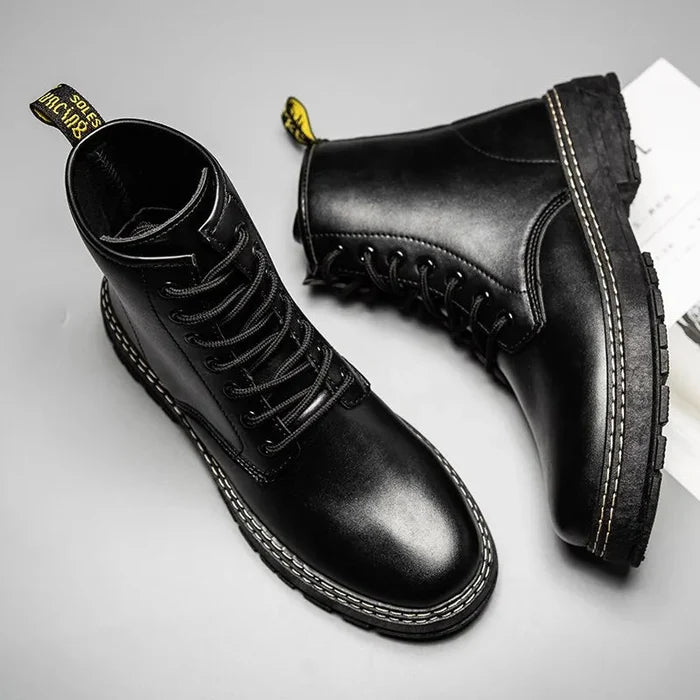 ANT hight leather boots - AntoniosClothing - Black