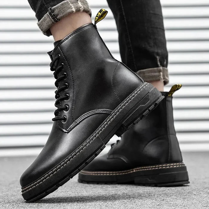 ANT hight leather boots - AntoniosClothing - Black