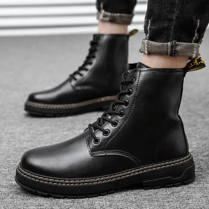 ANT hight leather boots - AntoniosClothing - Black