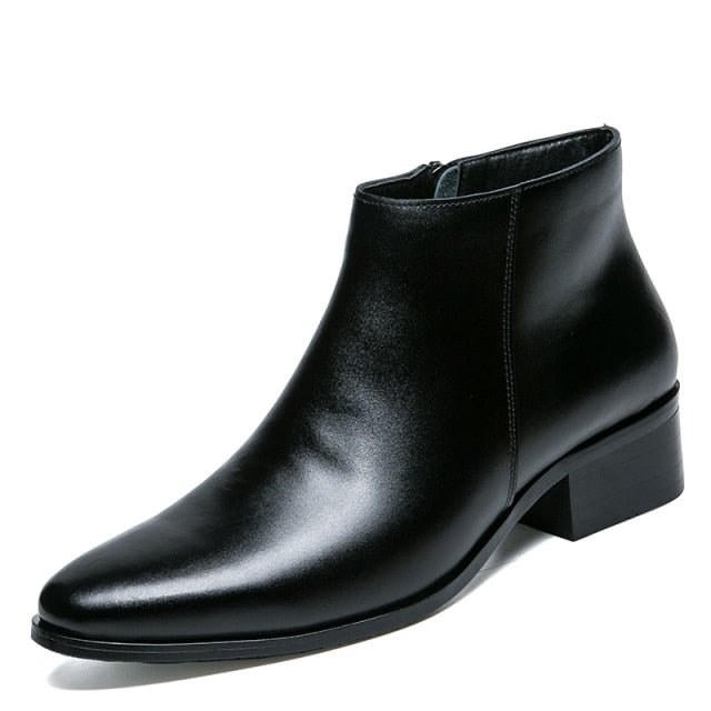 Antonios Italy Genuine Leather Boots Men - AntoniosClothing - Black Slip-on Spring