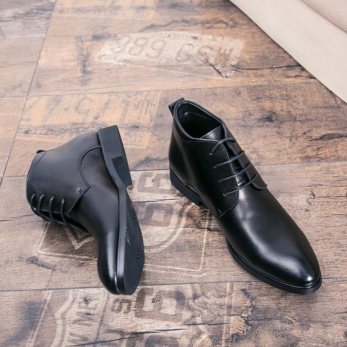 Antonios Italy Genuine Leather Boots Men - AntoniosClothing - Black Lace-up Winter