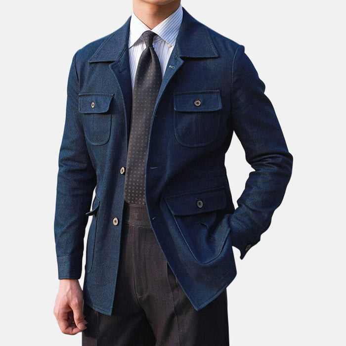 Antonios Italian Coat Men - AntoniosClothing - Denim Blue