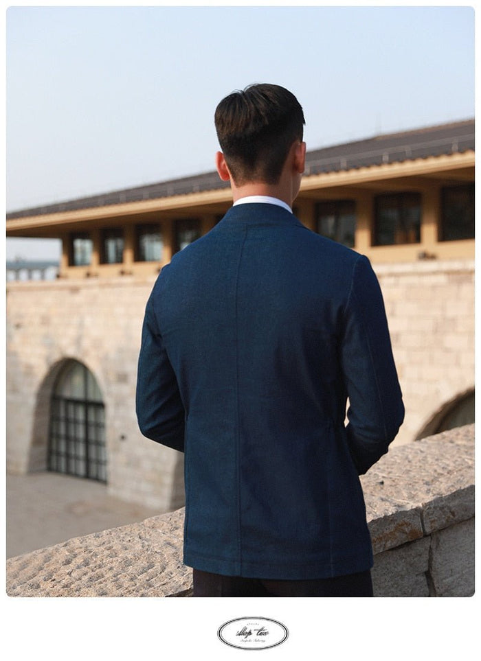 Antonios Italian Coat Men - AntoniosClothing - Denim Blue