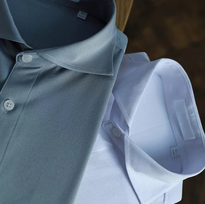 Korean polo neck shirt casual long sleeve blouse - AntoniosClothing - Blue