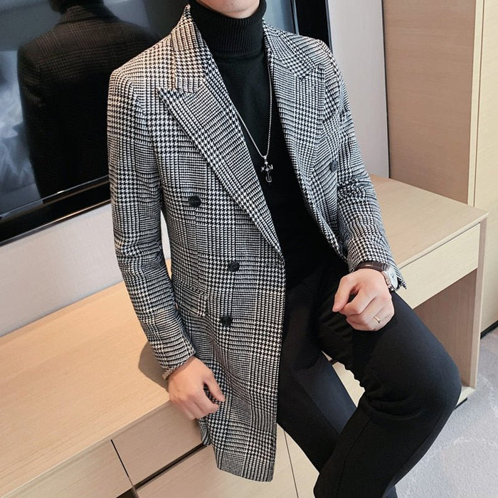 Antonios Patchwork Long Coat Men - AntoniosClothing - Grey