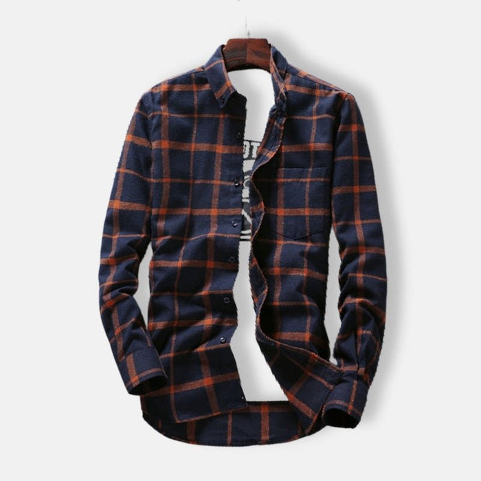 Antonios Long Sleeve Oxford Shirt Men - AntoniosClothing - navy blue orange