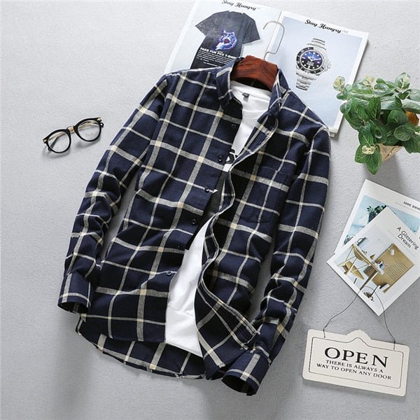 Antonios Long Sleeve Oxford Shirt Men - AntoniosClothing - navy blue