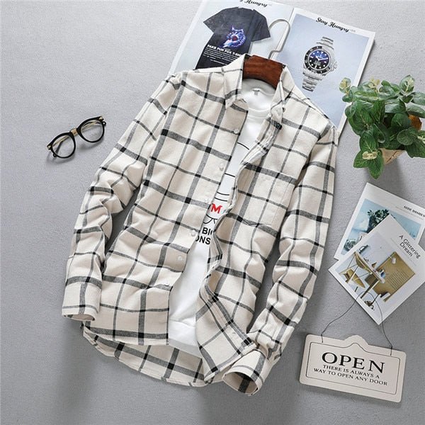 Antonios Long Sleeve Oxford Shirt Men - AntoniosClothing - Grey white
