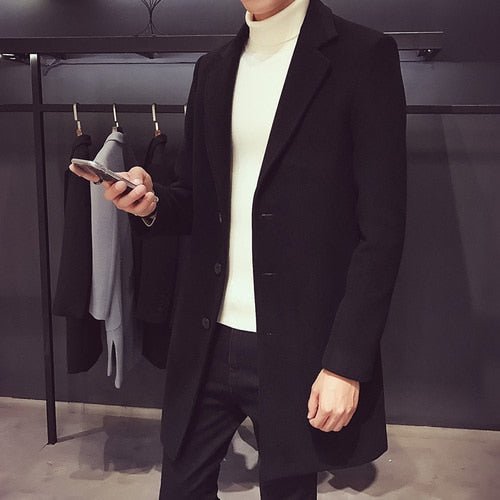 Antonios Long 3 Button Coat Men - AntoniosClothing - Back