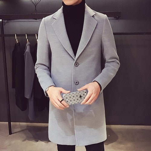 Antonios Long 3 Button Coat Men - AntoniosClothing - Light Grey