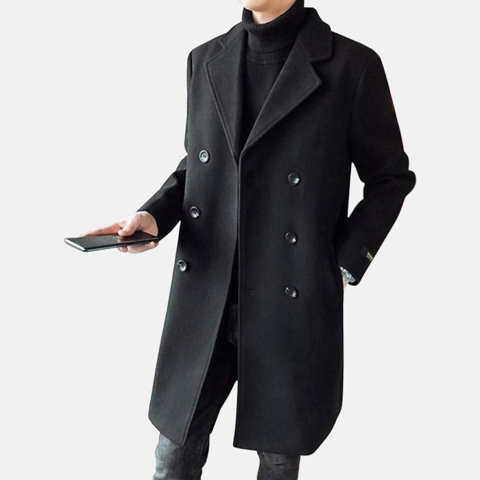 Antonios Long Wool Coat Men - AntoniosClothing - White Gray
