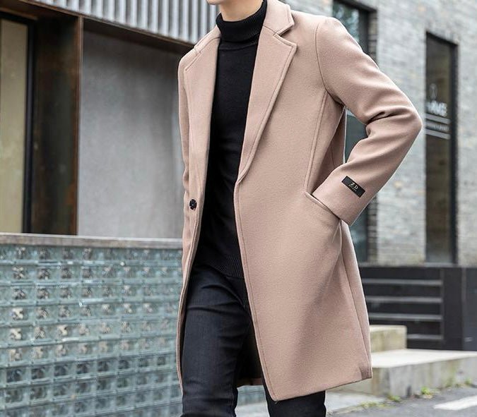 Antonios Long Wool Coat Men - AntoniosClothing - White Gray