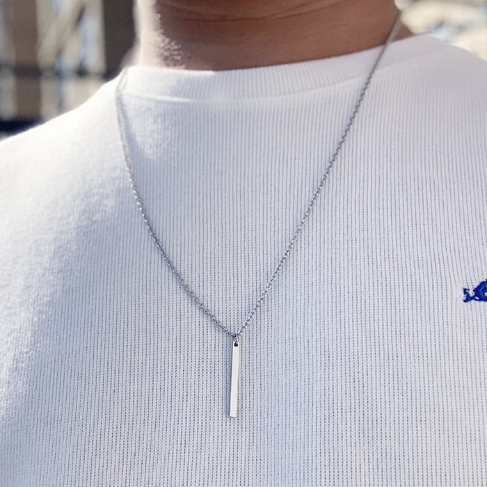 Antonios Minimalist Stainless Steel Necklace Men - AntoniosClothing - Silver minimalist