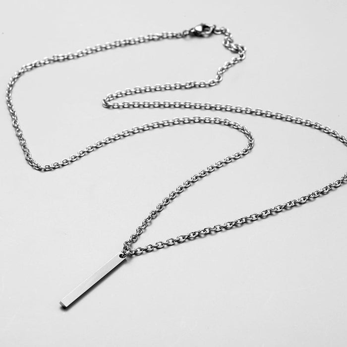 Antonios Minimalist Stainless Steel Necklace Men - AntoniosClothing - Silver minimalist