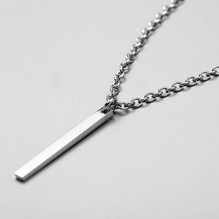 Antonios Minimalist Stainless Steel Necklace Men - AntoniosClothing - Silver feather