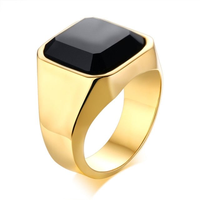 Antonios Modern Stainless Steel Ring Men - AntoniosClothing - Black-gold