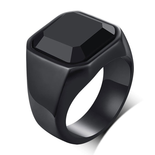 Antonios Modern Stainless Steel Ring Men - AntoniosClothing - Black-black